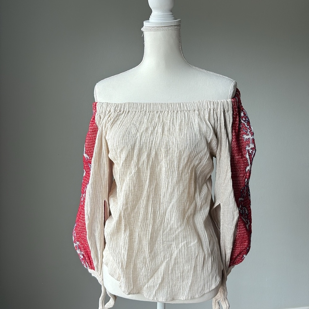 BELAIR | Embroidered Tie Sleeve Blouse Top